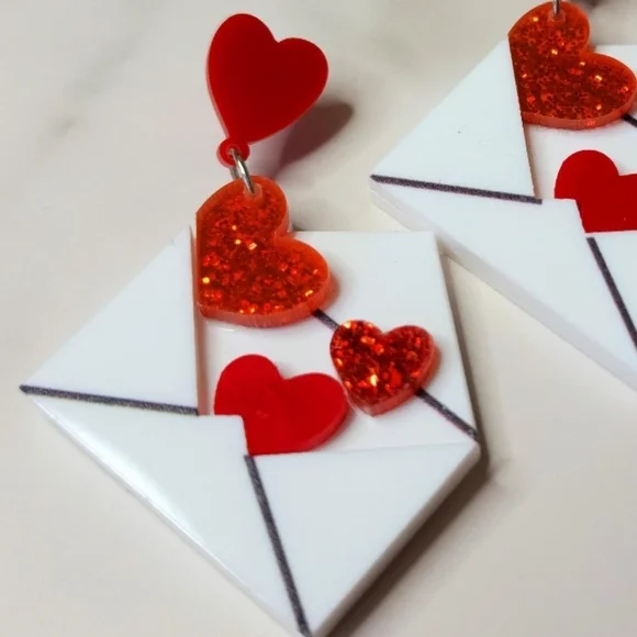 👋 Love Letter Earrings | Laser-Cut Fun Romantic Earrings | Mix And Match 3/$20 - Picture 2 of 7